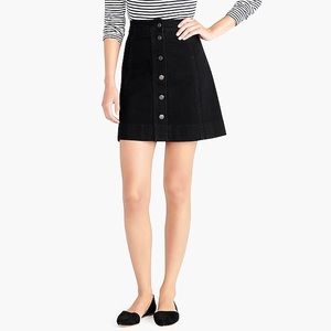 NWT! J.Crew Black Denim Button Mini Skirt- Size 2